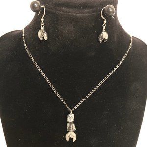 Snowflake Obsidian Pendant and Earring Set…